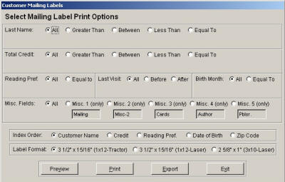 Reports - Select Mailing Print Options
